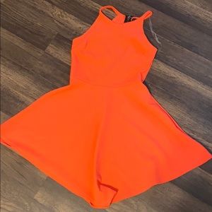 Coral halter mini dress